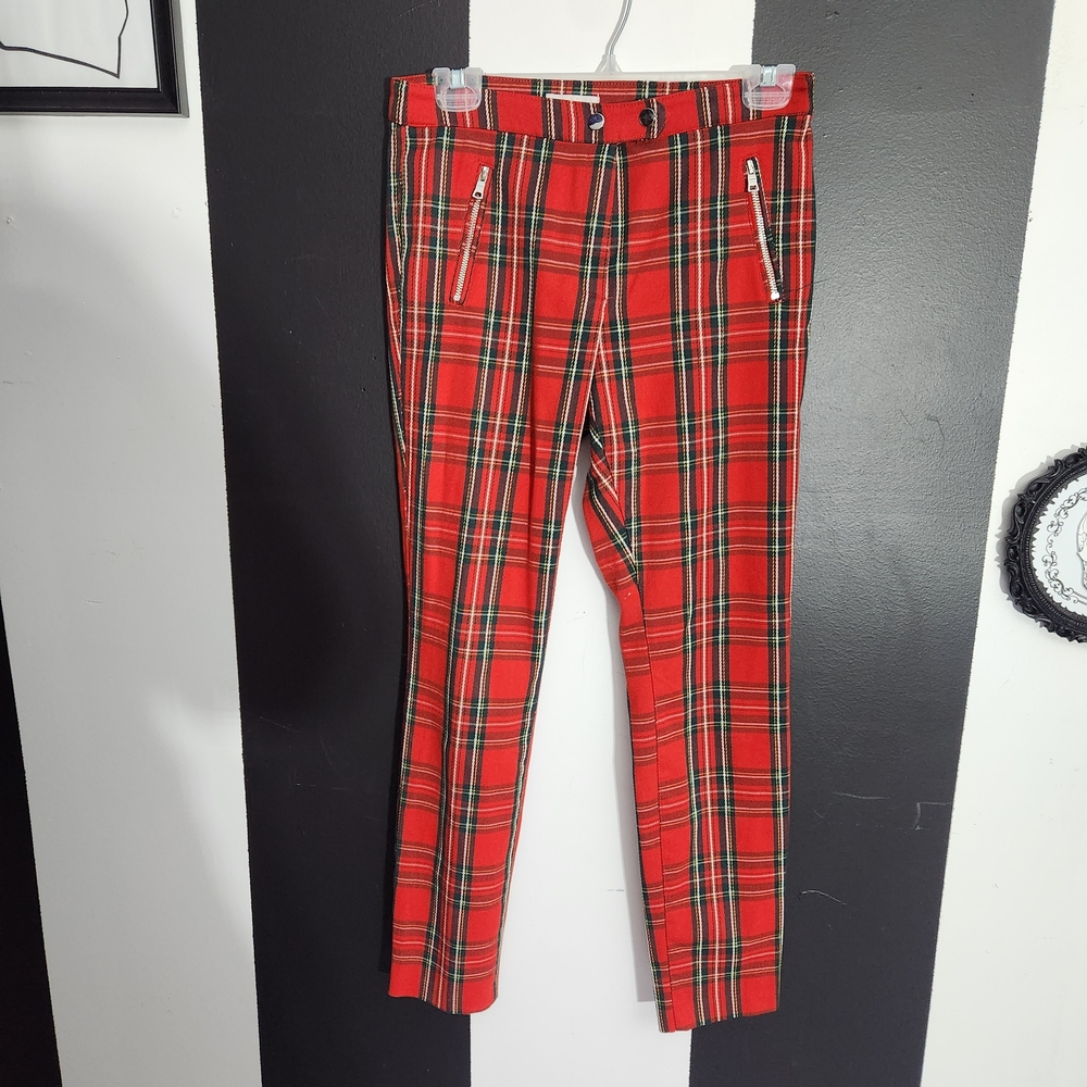 H&M Red Plaid tartan Skinny Pants